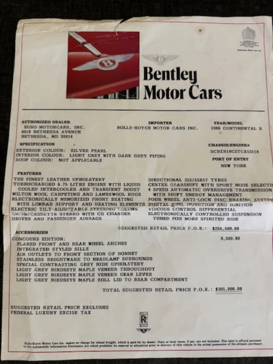 1996 Bentley Continental R - Image 31 of 31