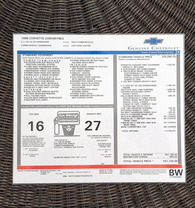 1996 Chevrolet Corvette C4 - Image 2 of 21