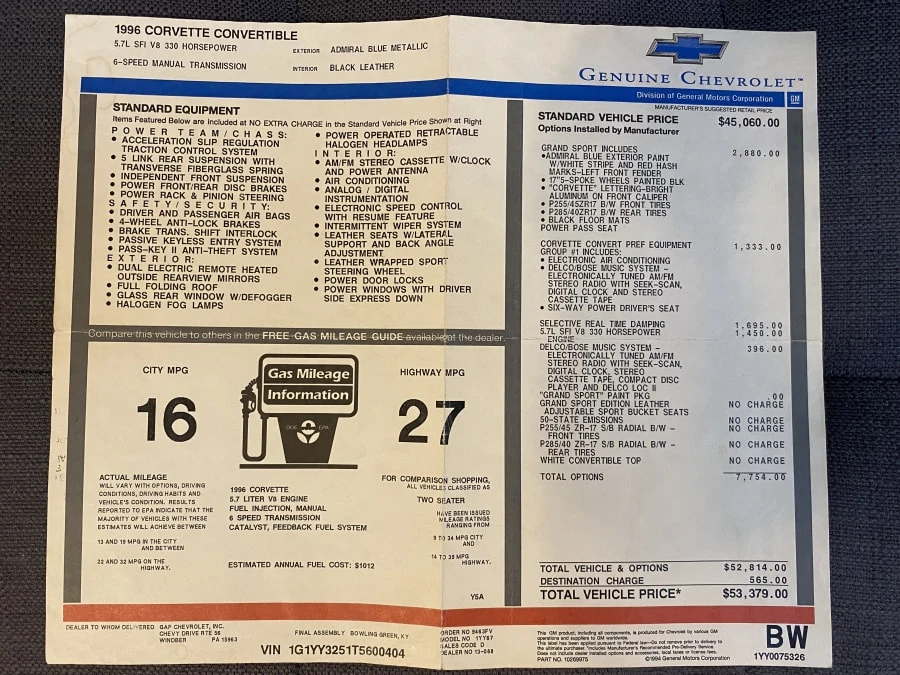 1996 Chevrolet Corvette C4 - Image 16 of 16