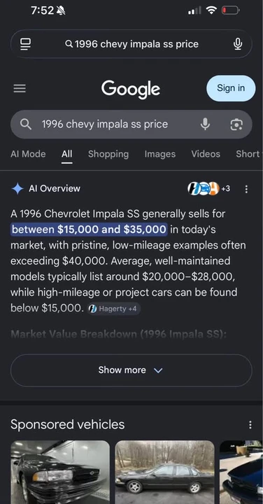 1996 Chevrolet Impala 7th Gen - Image 9 of 9