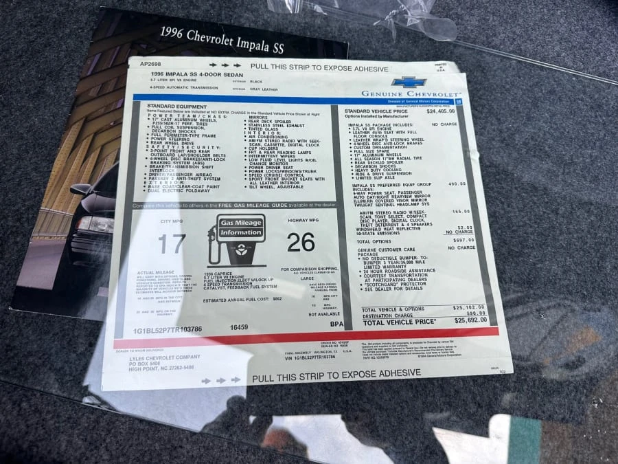 1996 Chevrolet Impala 7th Gen - Image 21 of 21