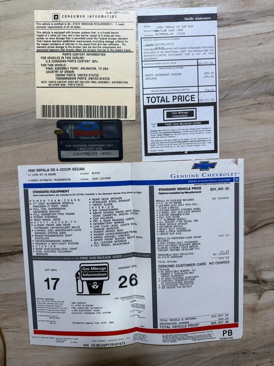1996 Chevrolet Impala 7th Gen - Image 21 of 21