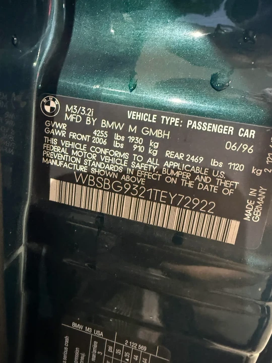1996 BMW E36 M3 - Image 13 of 18