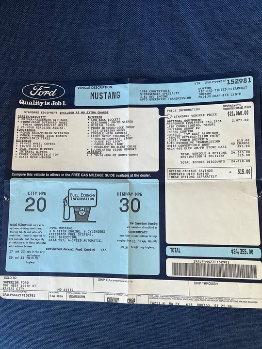 1996 Ford SN95 Mustang - Image 7 of 7