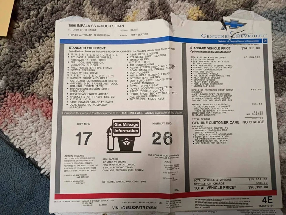 1996 Chevrolet Impala 7th Gen - Image 21 of 21