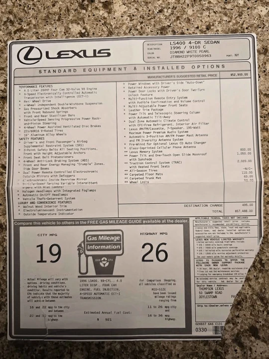 1996 Lexus LS 2nd Gen - Image 16 of 20