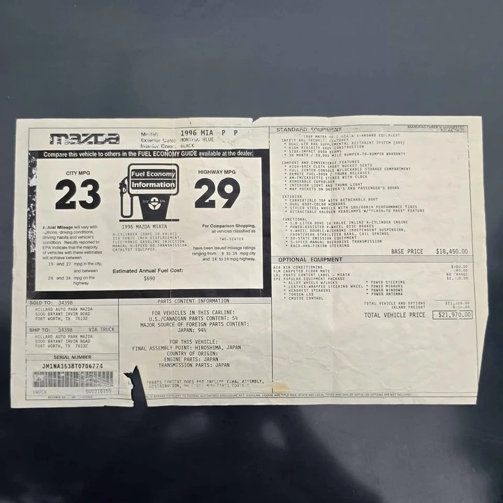 1996 Mazda NA MX-5 Miata - Image 14 of 14