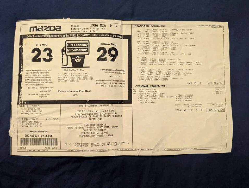 1996 Mazda NA MX-5 Miata - Image 17 of 20
