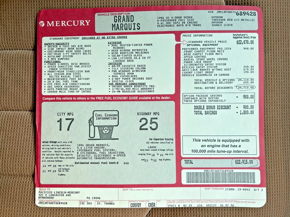1996 Mercury Grand Marquis - Image 25 of 26