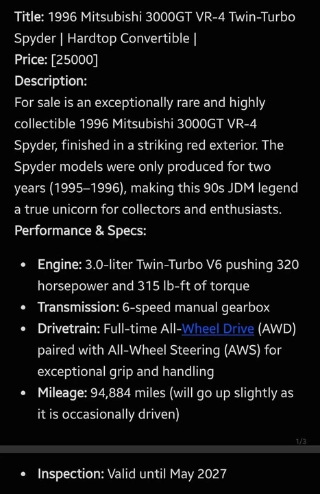 1996 Mitsubishi 3000GT Series 2 - Image 16 of 20