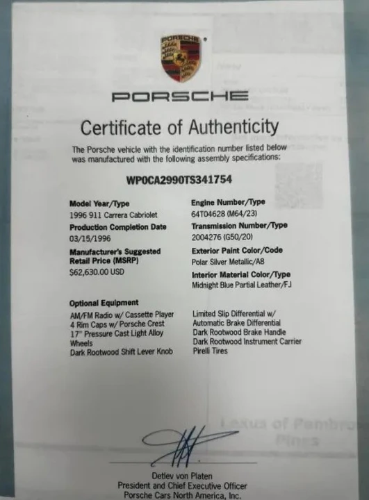 1996 Porsche 911 - Image 7 of 21