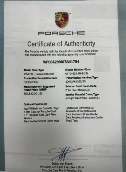 1996 Porsche 993 Carrera - Image 7 of 20