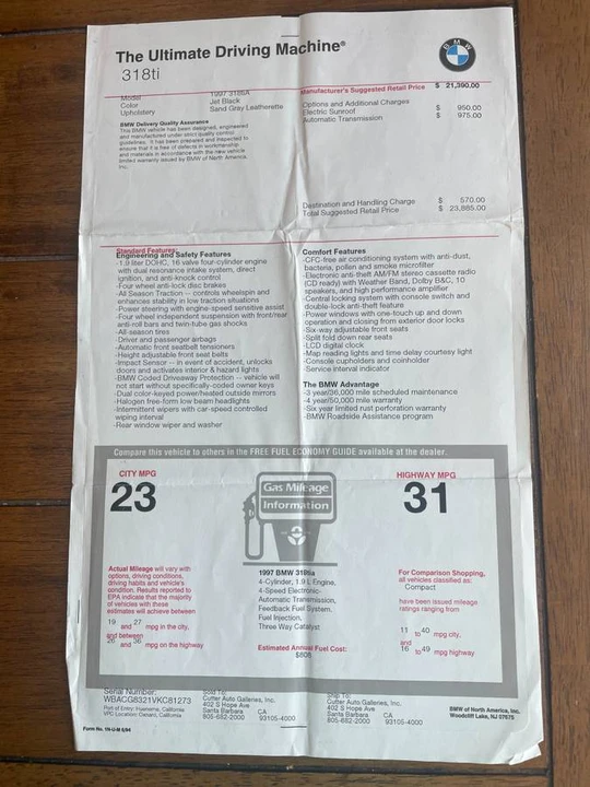 1997 BMW E36/5 3 Series Compact - Image 23 of 24
