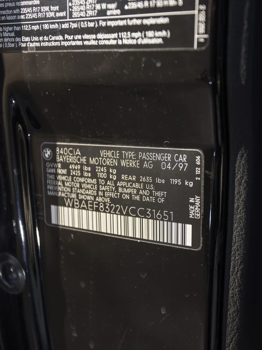 1997 BMW E31 8 Series - Image 9 of 27