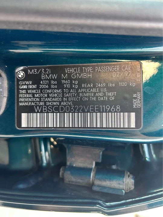 1997 BMW E36 M3 - Image 14 of 20