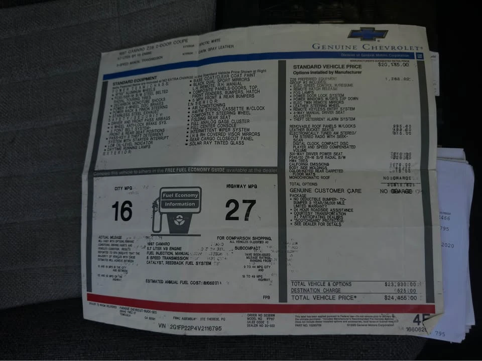 1997 Chevrolet Camaro SS 4th Gen - Image 5 of 8