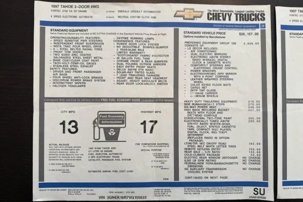 1997 Chevrolet Tahoe 1st Gen - Image 8 of 8