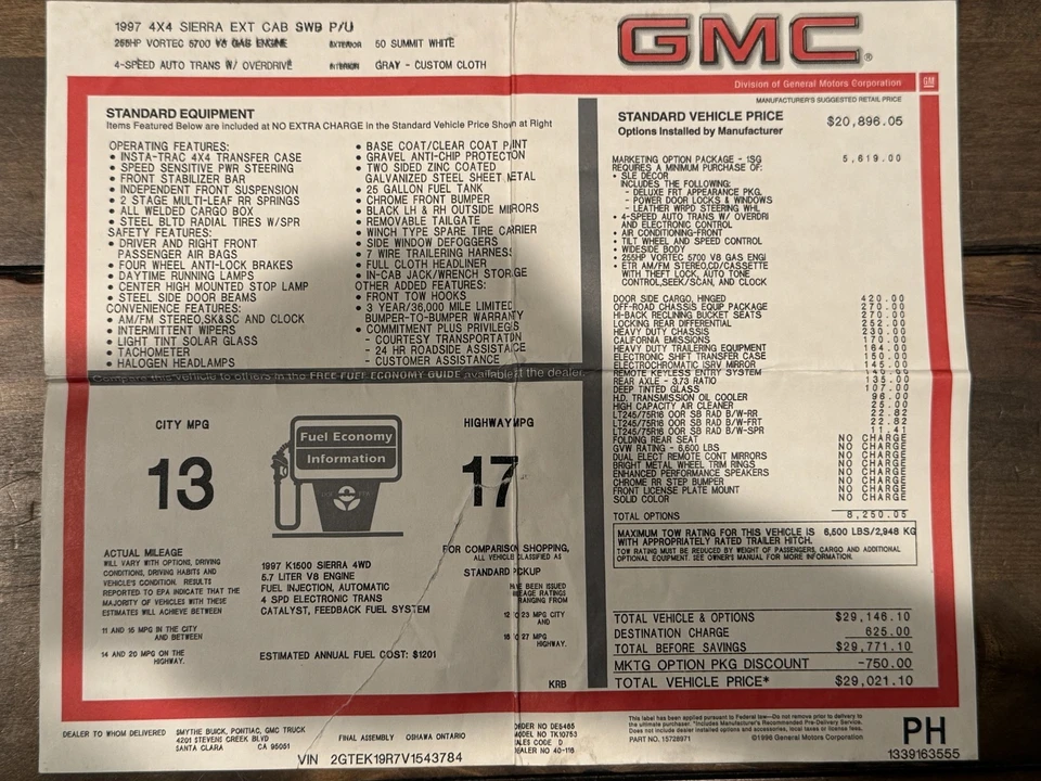 1997 GMC Sierra 1st Gen - Image 20 of 21