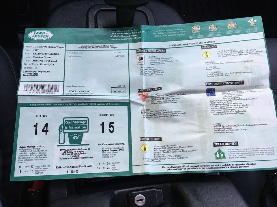 1997 Land Rover Defender 90 - Image 17 of 20