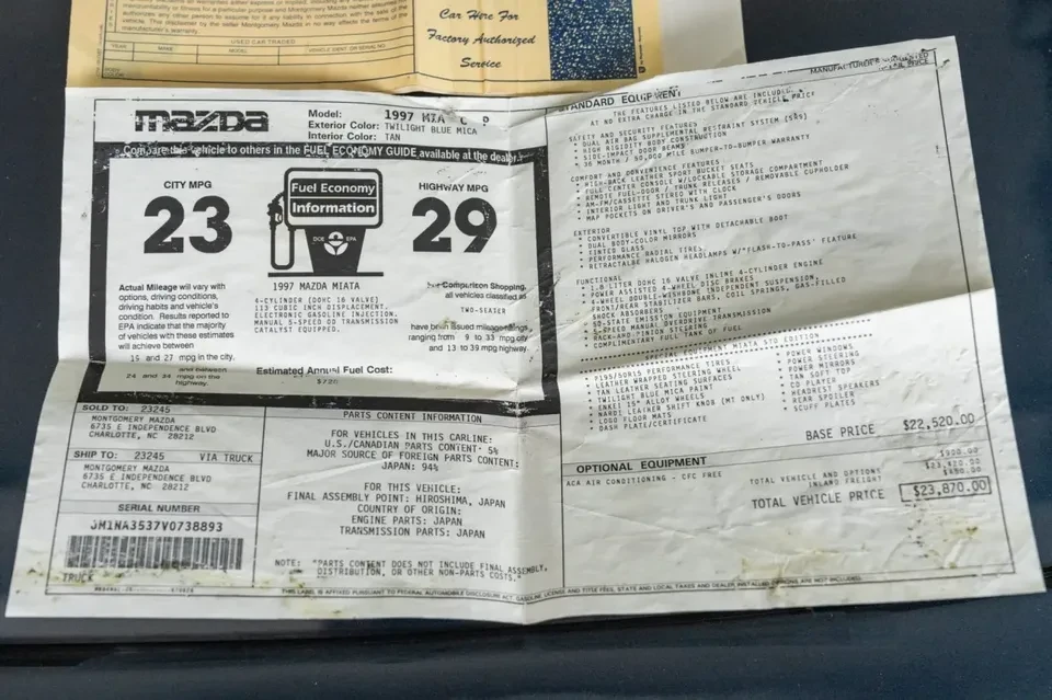 1997 Mazda NA MX-5 Miata - Image 19 of 20