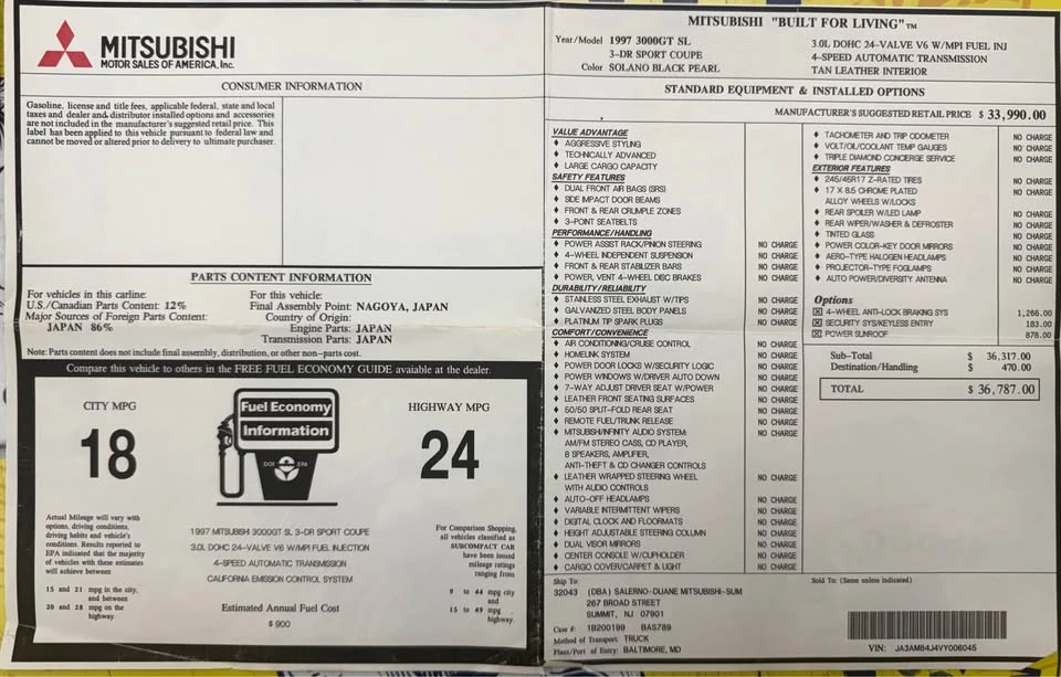 1997 Mitsubishi 3000GT Series 2 - Image 18 of 20