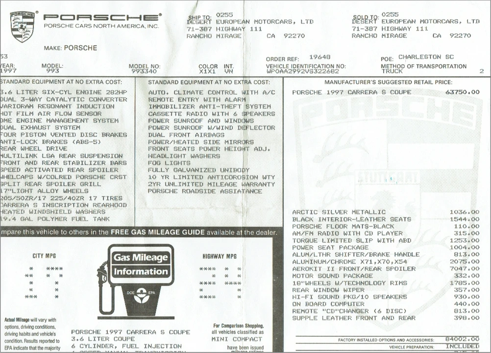 1997 Porsche 993 Carrera S - Image 12 of 12