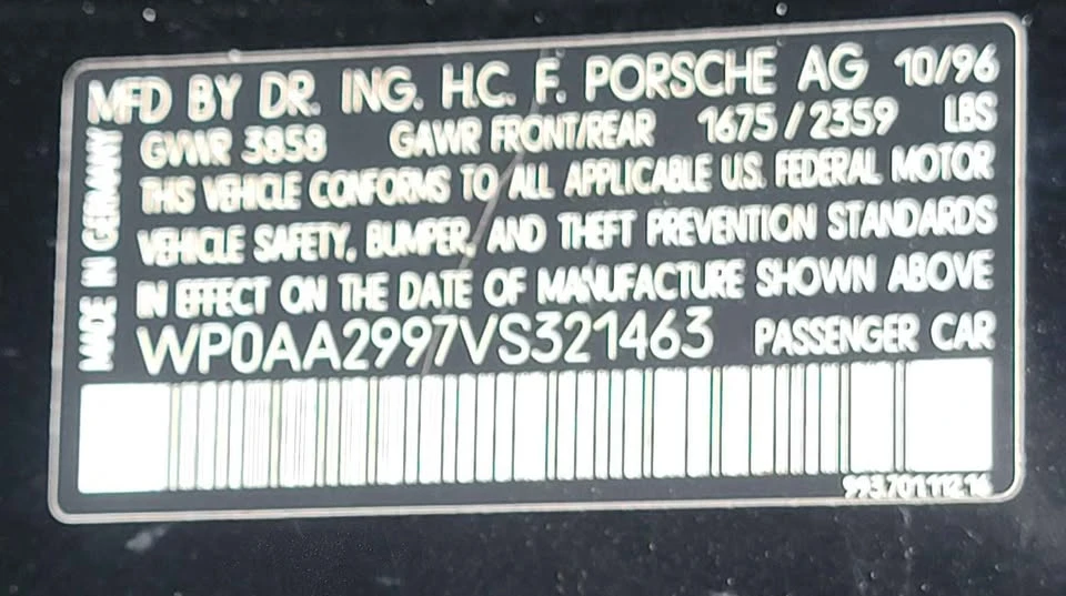 1997 Porsche 993 Carrera 4S - Image 17 of 19