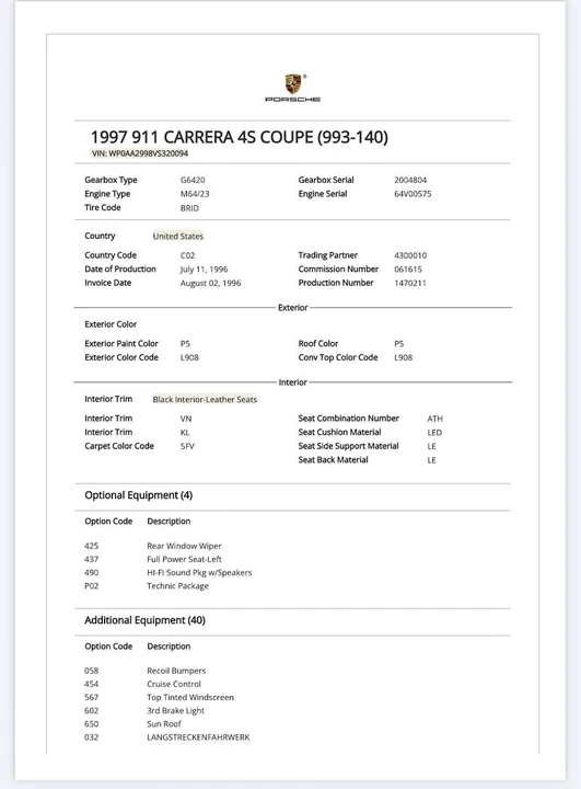 1997 Porsche 993 Carrera 4S - Image 18 of 22