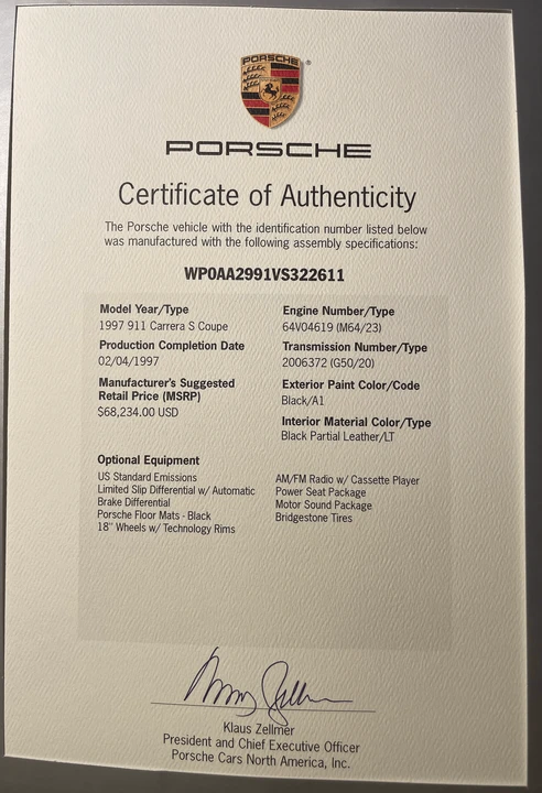 1997 Porsche 993 Carrera S - Image 2 of 10
