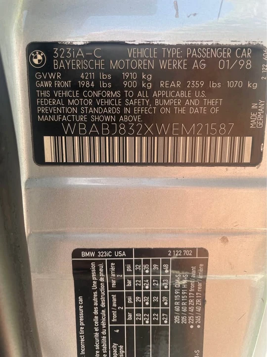 1998 BMW E36 3 Series - Image 11 of 13