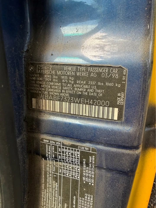 1998 BMW E36 3 Series - Image 8 of 10