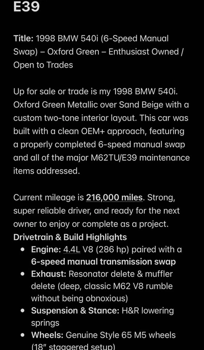 1998 BMW E39 540i - Image 8 of 11