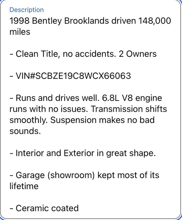 1998 Bentley Brooklands - Image 15 of 16