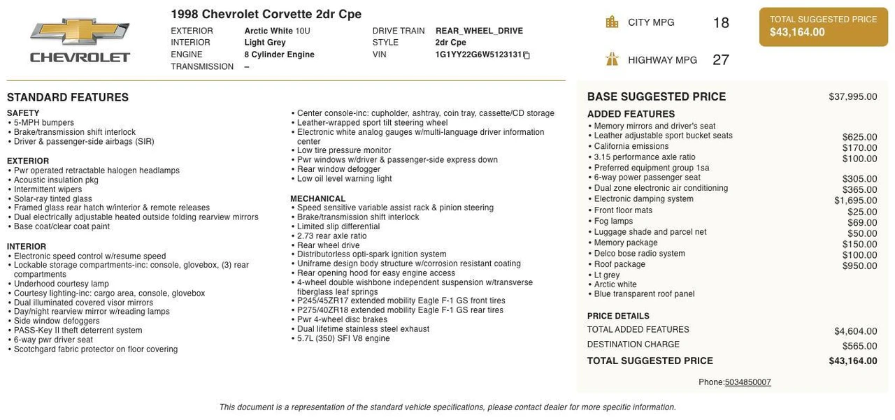 1998 Chevrolet Corvette C5 - Image 4 of 21