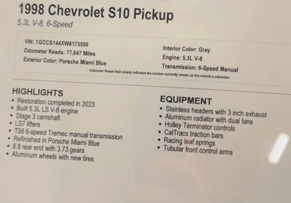 1998 Chevrolet S-10 - Image 3 of 9