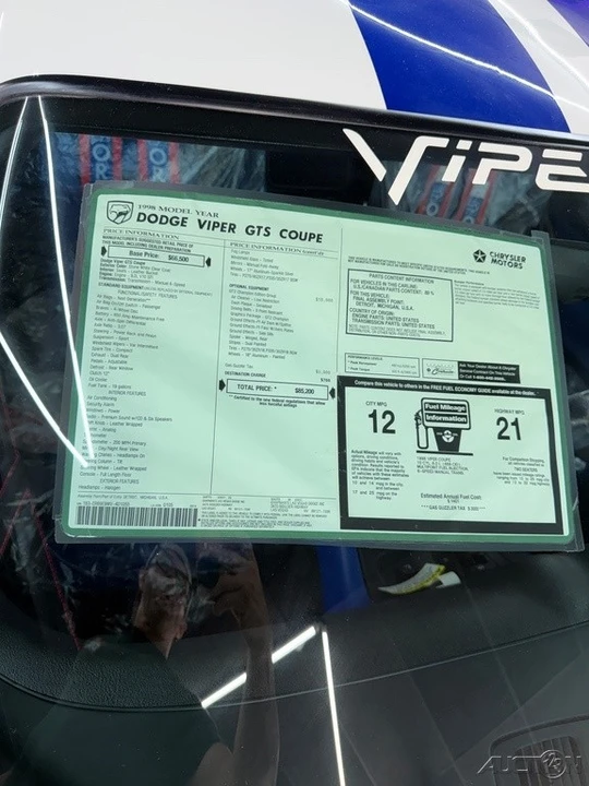 1998 Dodge Viper GTS 2nd Gen - Image 10 of 12