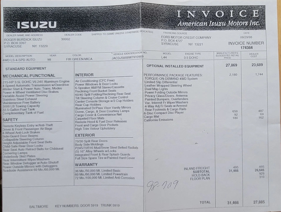 1998 Isuzu Trooper - Image 31 of 31