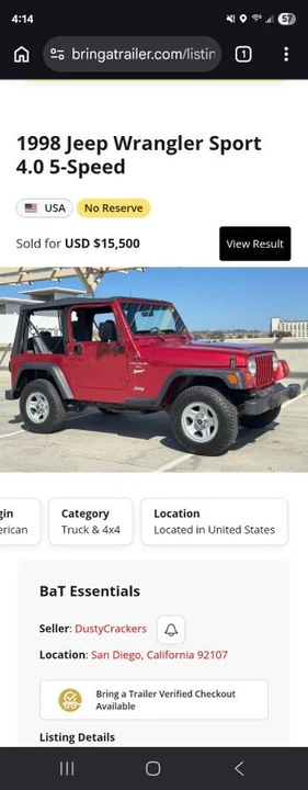 1998 Jeep TJ Wrangler - Image 3 of 3