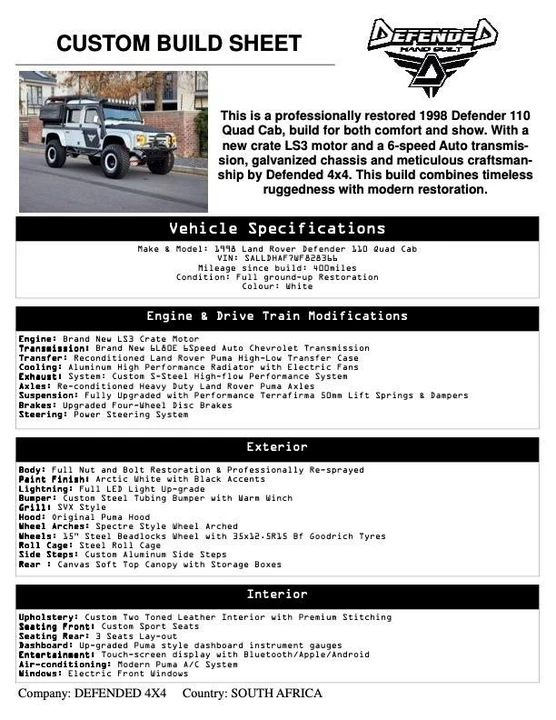 1998 Land Rover Defender 110 - Image 3 of 20