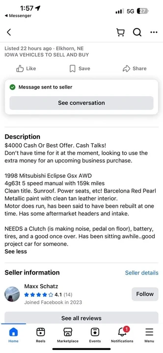 1998 Mitsubishi Eclipse 2nd Gen - Image 2 of 3