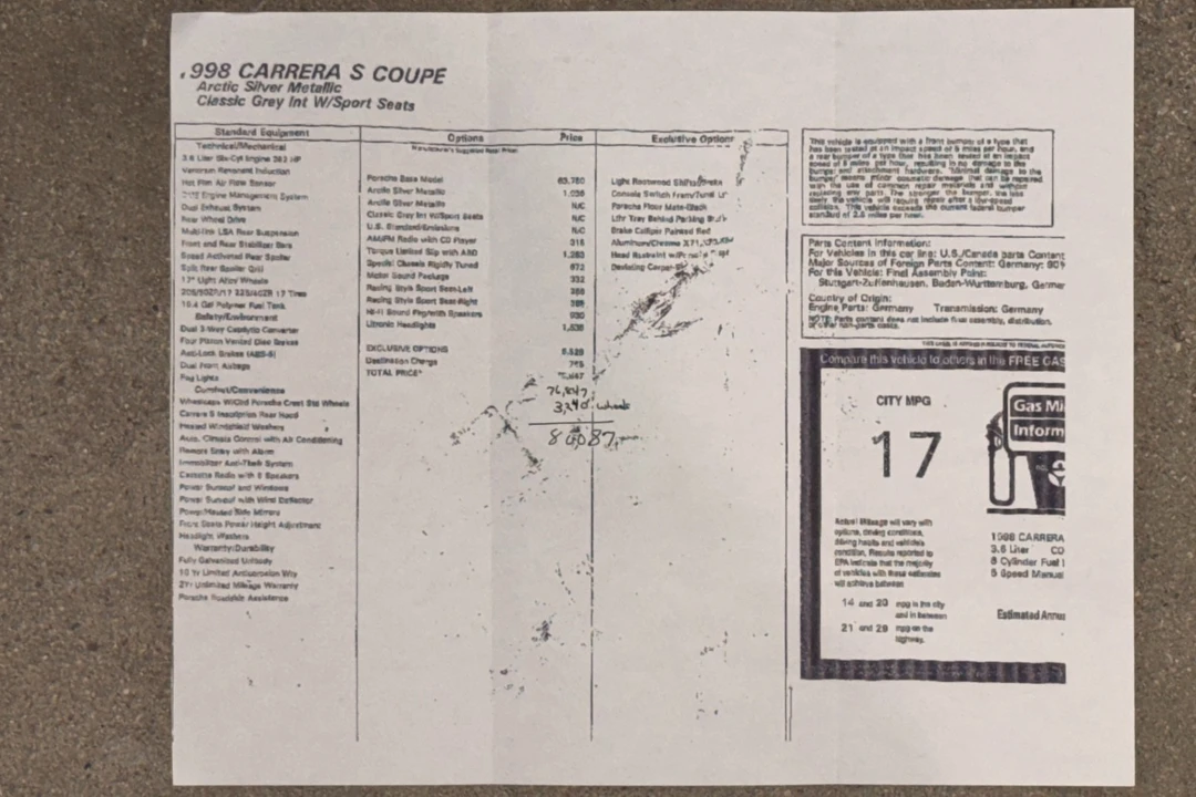 1998 Porsche 993 Carrera S - Image 9 of 9