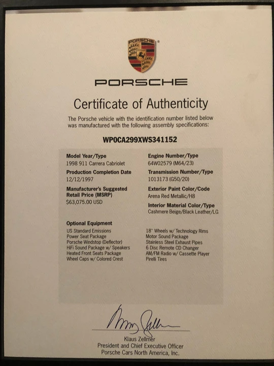 1998 Porsche 993 Carrera - Image 16 of 21