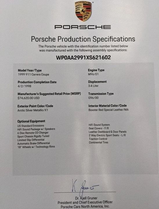 1999 Porsche 996 Carrera - Image 13 of 18