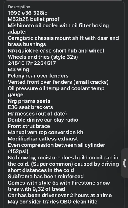 1999 BMW E36 3 Series - Image 19 of 19