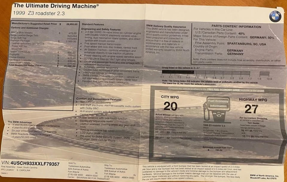 1999 BMW Z3 Roadster - Image 13 of 13