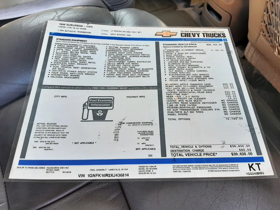 1999 Chevrolet Suburban 8th Gen - Image 17 of 17