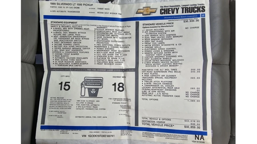 1999 Chevrolet Silverado 1st Gen - Image 20 of 21