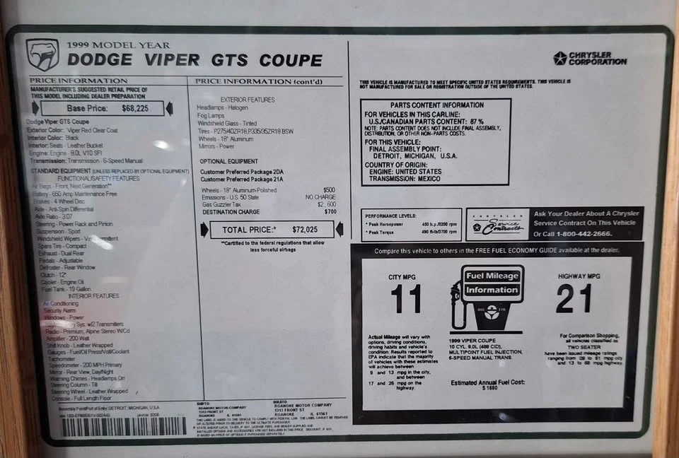 1999 Dodge Viper GTS 2nd Gen - Image 4 of 18