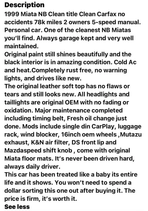 1999 Mazda NB MX-5 Miata - Image 13 of 14