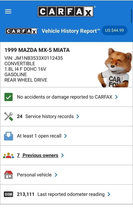 1999 Mazda NB MX-5 Miata - Image 5 of 5